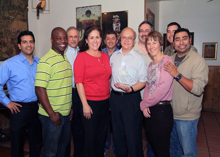 Members celebrating the local's first contract with Scripps in 2012.